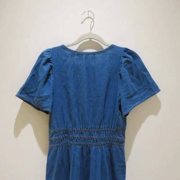 BY ANTHROPOLOGIE The Somerset Mini Dress Denim Edition Tiered Boho Comfort XS - Picture 11 of 15